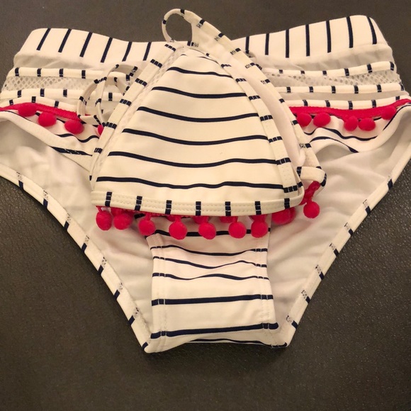 Blue & White Swimsuit with Pink - Picture 4 of 5